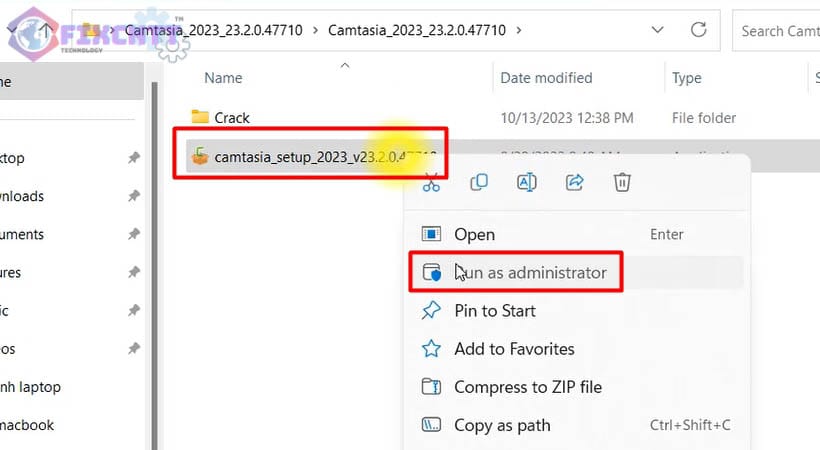 Chạy file cài đặt Camtasia 2023