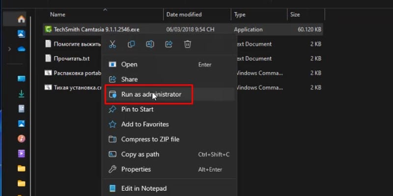 Tải Phần Mềm Camtasia Studio 9: chọn run as admin